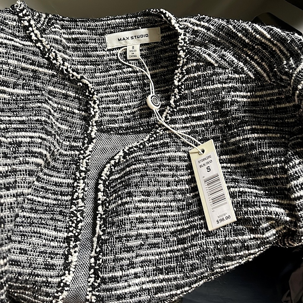 Max Studio Tweed Woven Blazer Sweater